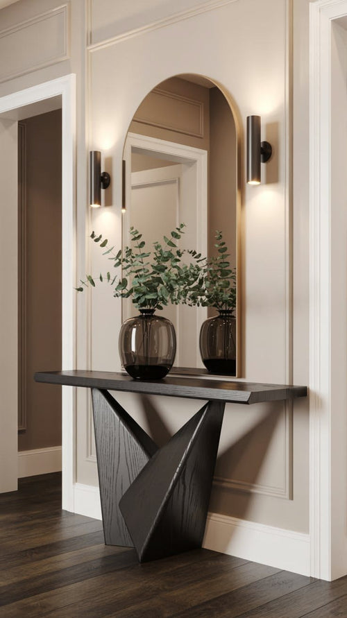 Natural Wood Slatted Console