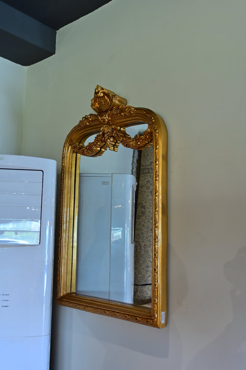 Crested Antique Gold Mirror