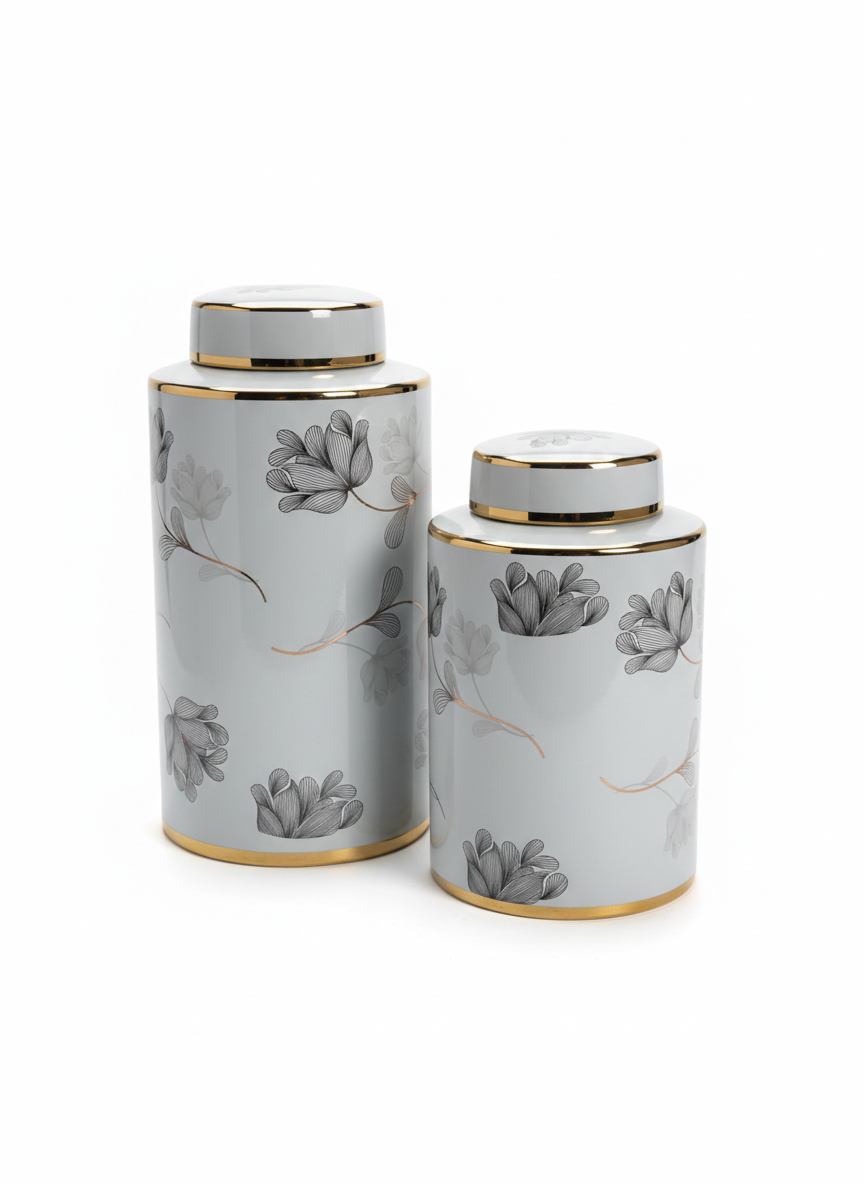 White And Gold Candy Jars