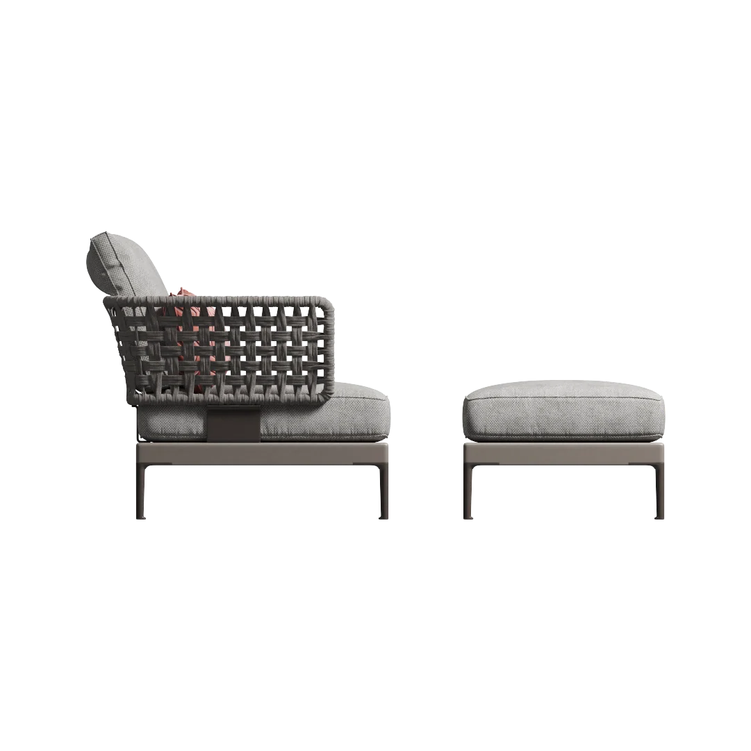 Patio Armchair with Ottoman