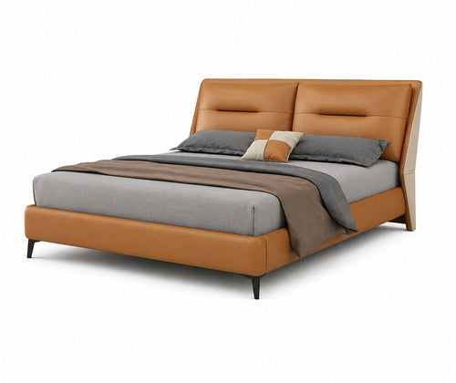 Modern Upholstered Leather Platform Bed